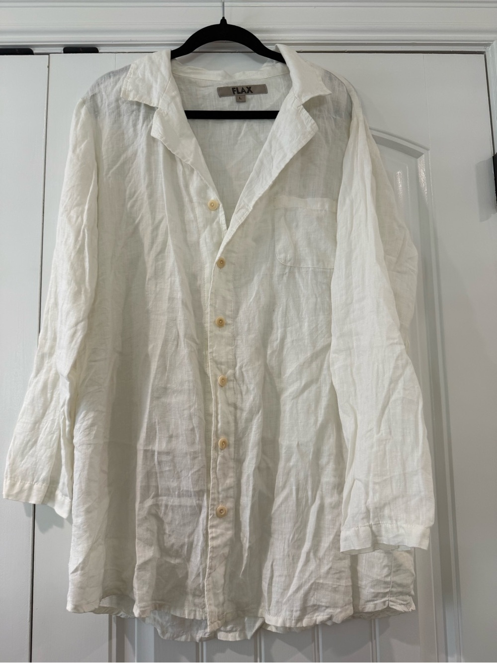 FLAX White Linen Button-Up Shirt